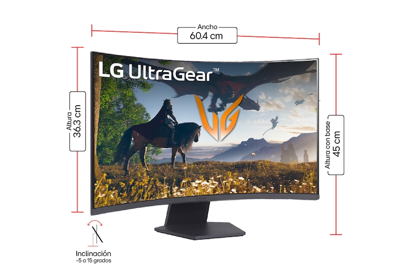Dimensiones 27" Monitor Curvo Gamer UltraGear™